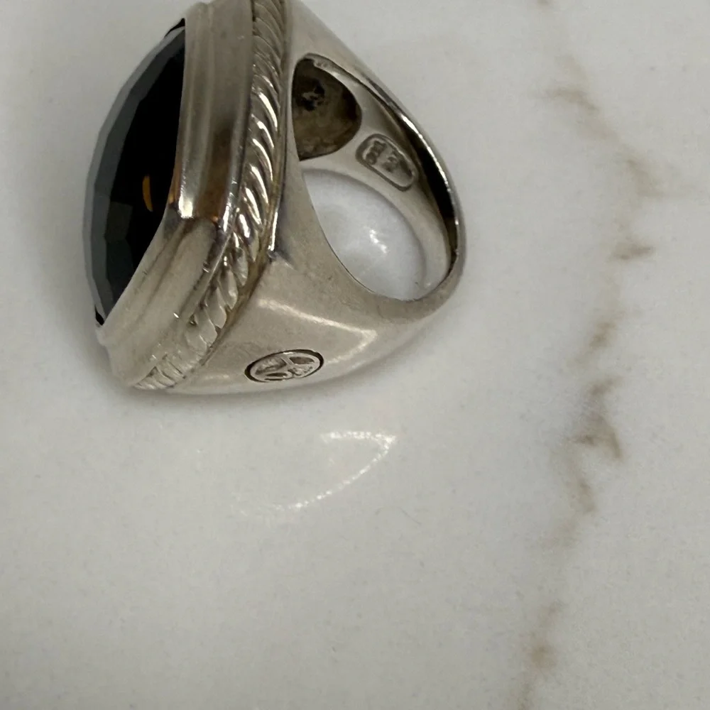David Yurman Sterling Silver Black Onyx Albion Ring Size 6
